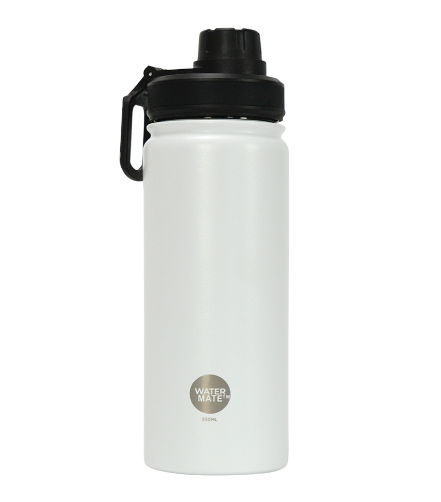 Water Mate Drink Bottle – White Stainless Steel – 550ml