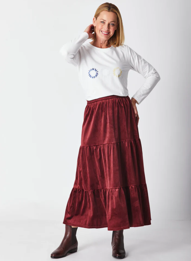 VELVETEEN TEE PEE SKIRT - SHIRAZ