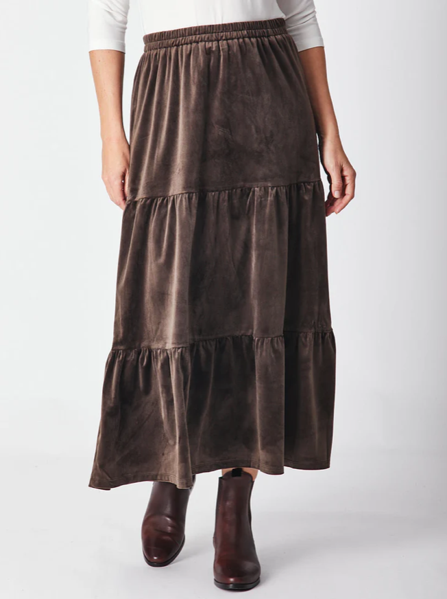 VELVETEEN TEE PEE SKIRT - MOCHA