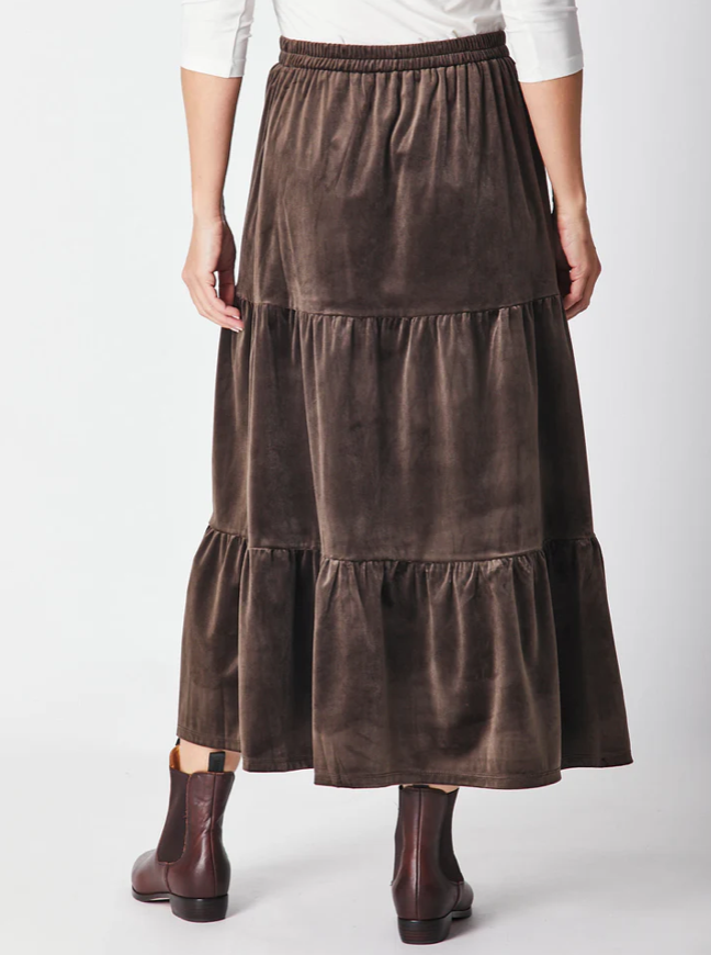 VELVETEEN TEE PEE SKIRT - MOCHA