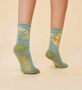 Ladies Ankle Socks - Hummingbird Aqua