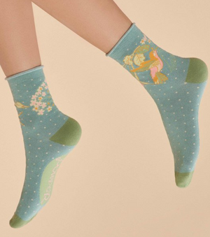 Ladies Ankle Socks - Hummingbird Aqua