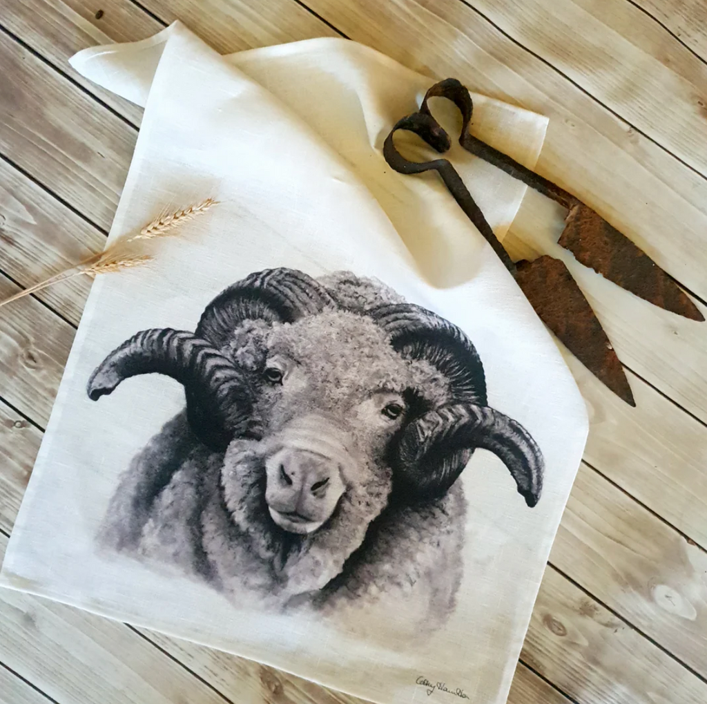 Cathy Hamilton Artworks - Ram Tea Towel