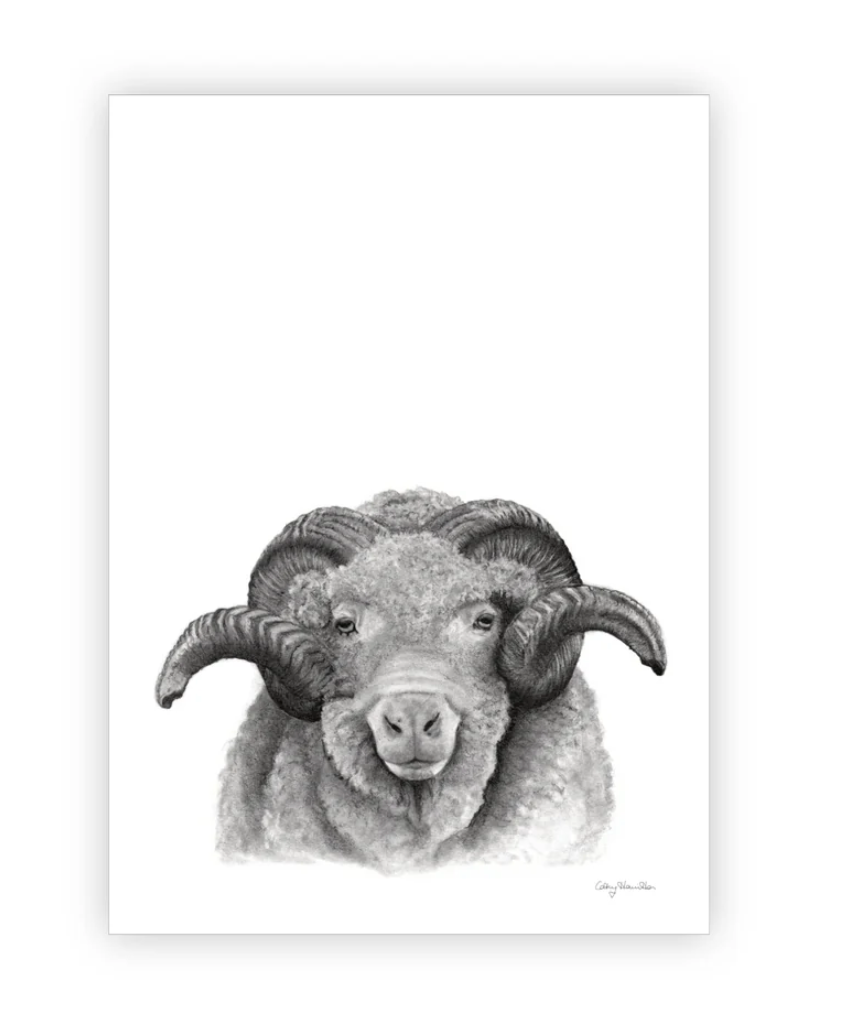 Cathy Hamilton Artworks - Ram Tea Towel